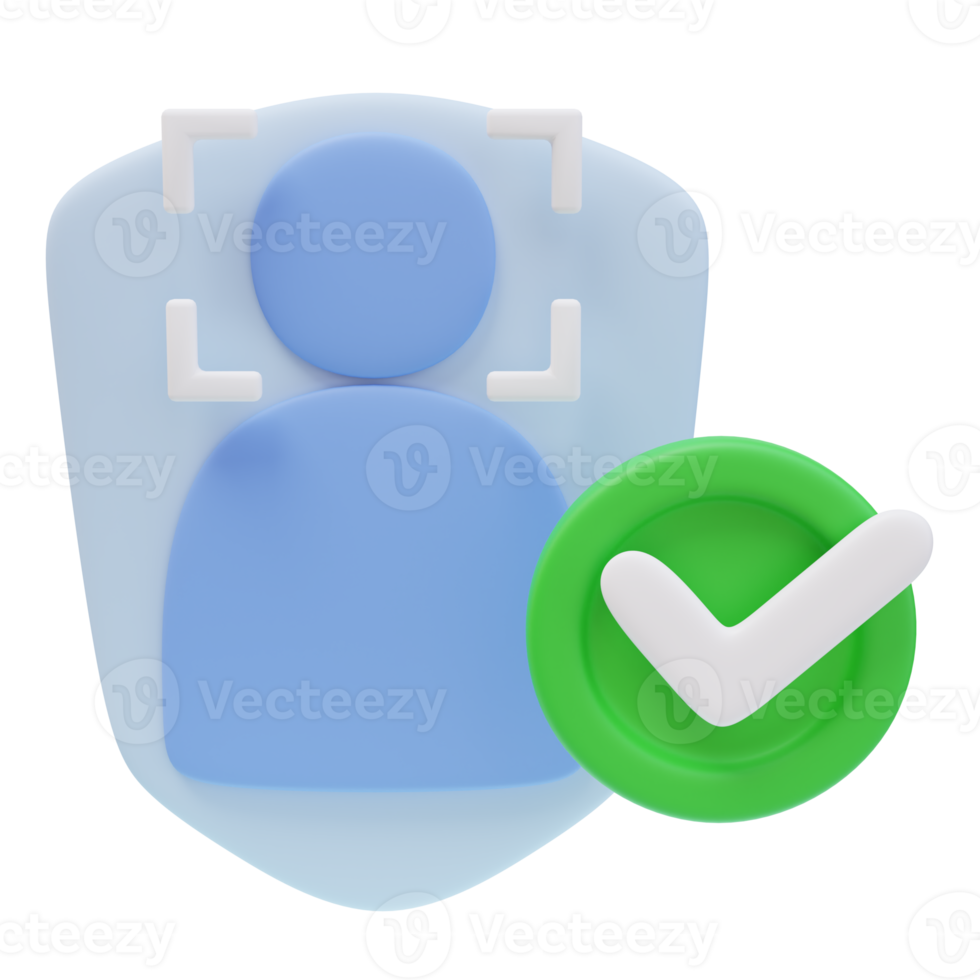 3D Icon User Icon ID check Approve Sign. User Authentication. 3D Icon for Website or App png