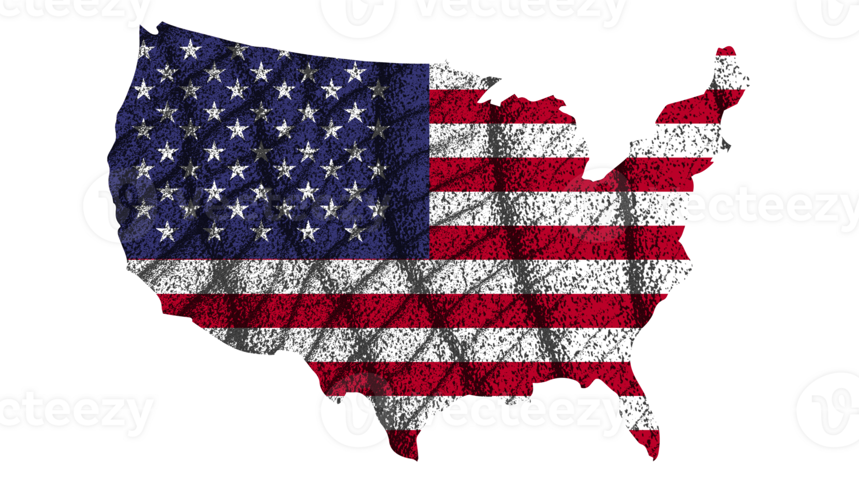 Grunge Textured USA Flag With Map on Transparent Background png