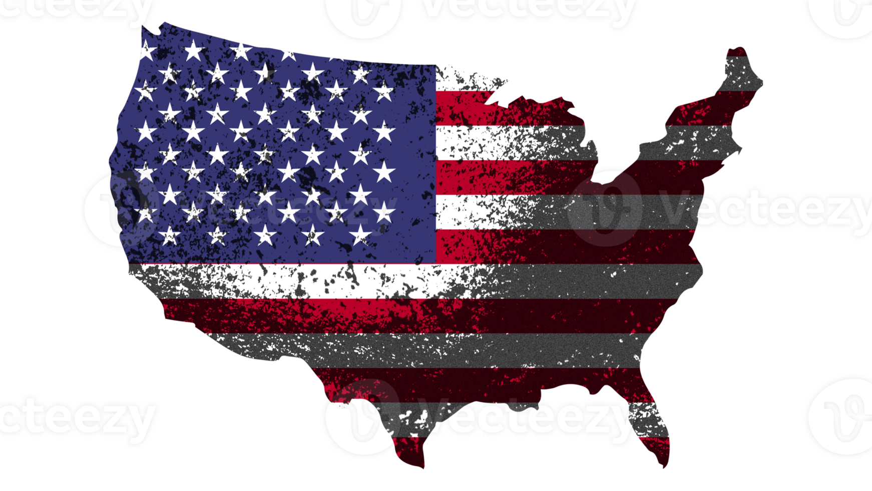 Grunge Textured USA Flag With Map on Transparent Background png
