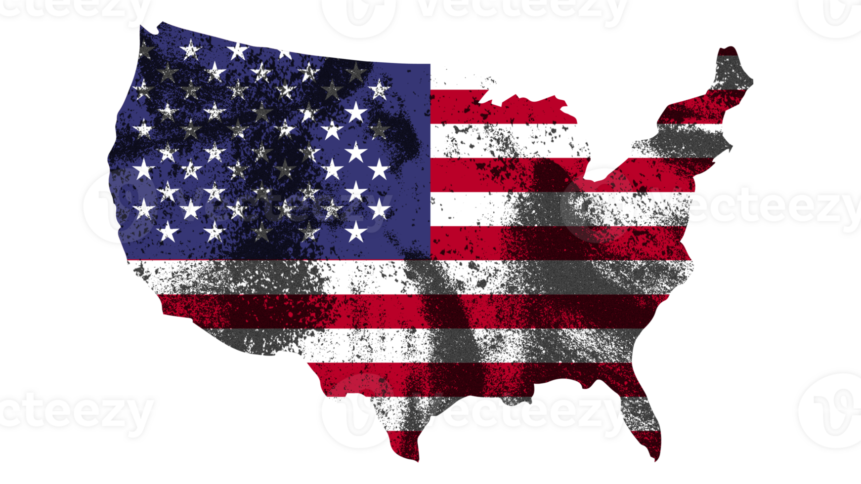 Grunge Textured USA Flag With Map on Transparent Background png