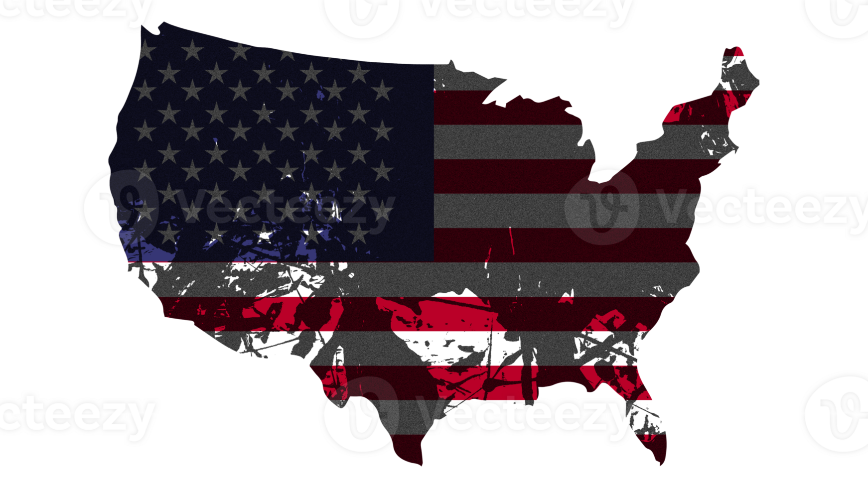 Grunge Textured USA Flag With Map on Transparent Background png