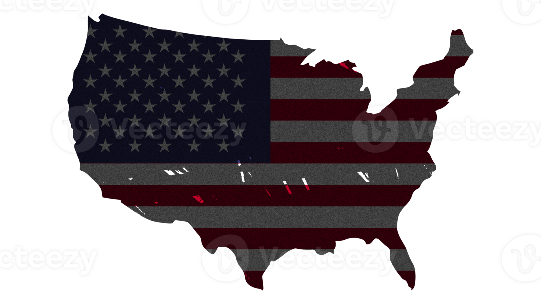 Grunge Textured USA Flag With Map on Transparent Background png