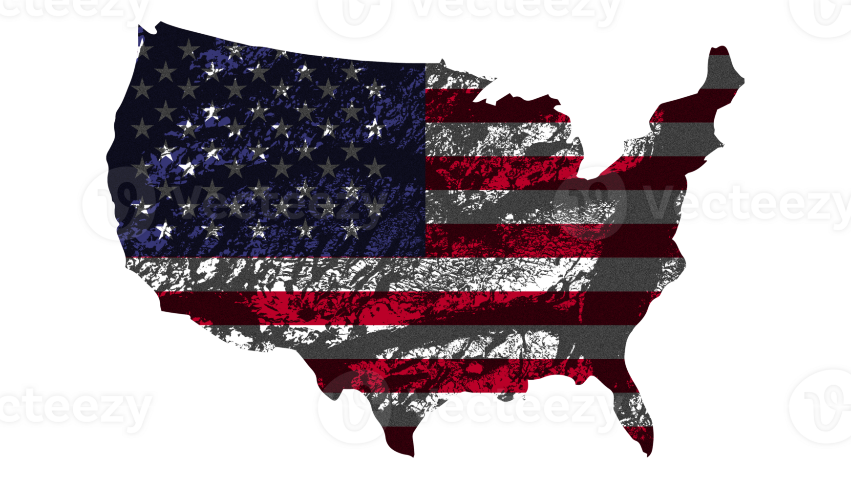 Grunge Textured USA Flag With Map on Transparent Background png