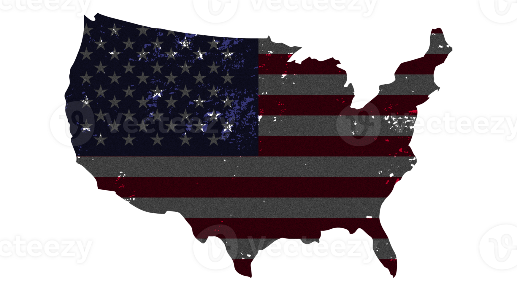 Grunge Textured USA Flag With Map on Transparent Background png