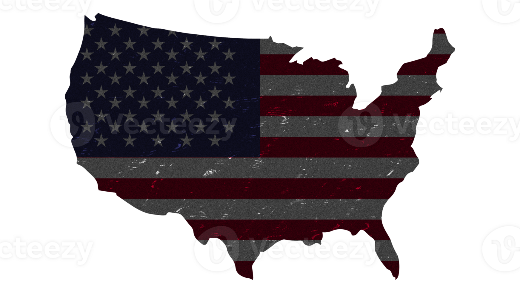 Grunge Textured USA Flag With Map on Transparent Background png