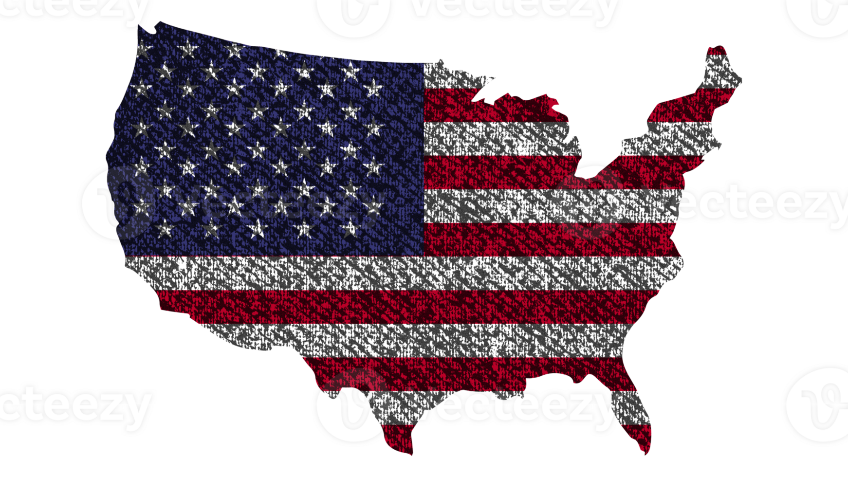 Grunge Textured USA Flag With Map on Transparent Background png
