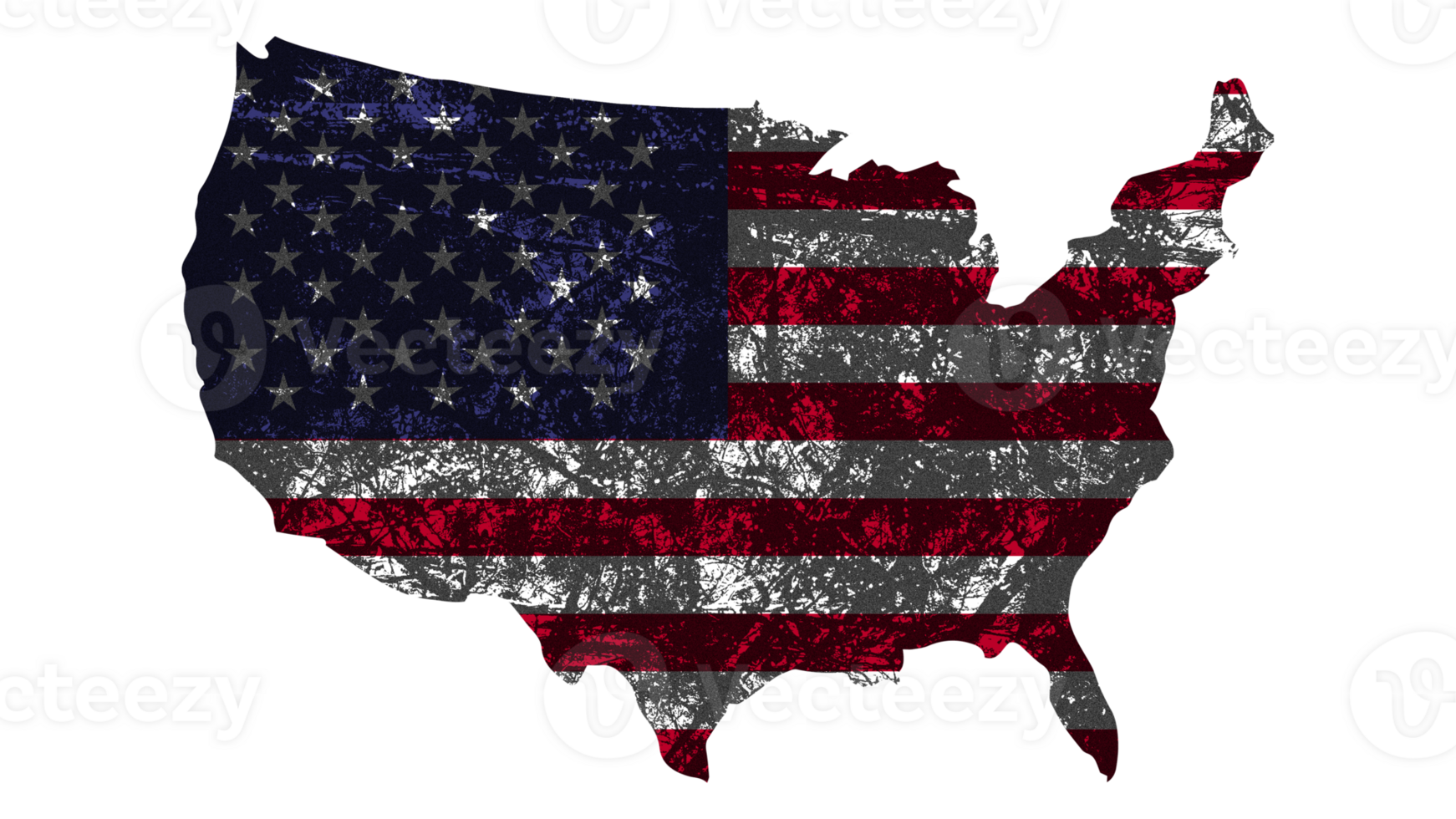 Grunge Textured USA Flag With Map on Transparent Background png