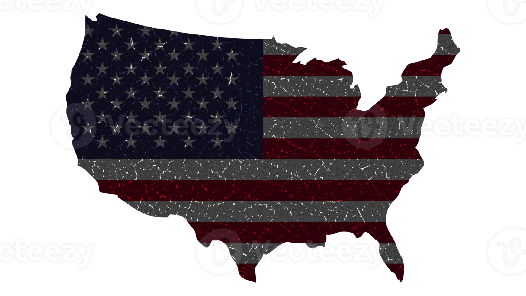 Grunge Textured USA Flag With Map on Transparent Background png