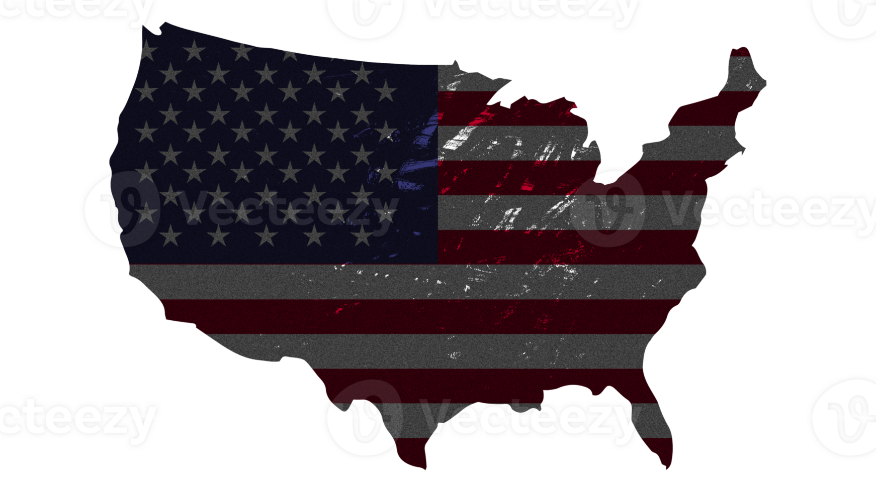 Grunge Textured USA Flag With Map on Transparent Background png