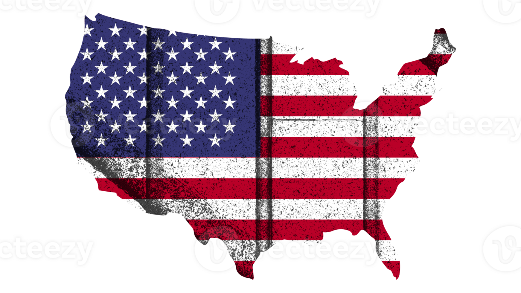 Grunge Textured USA Flag With Map on Transparent Background png