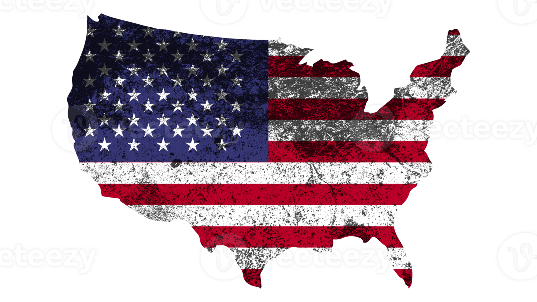 Grunge Textured USA Flag With Map on Transparent Background png