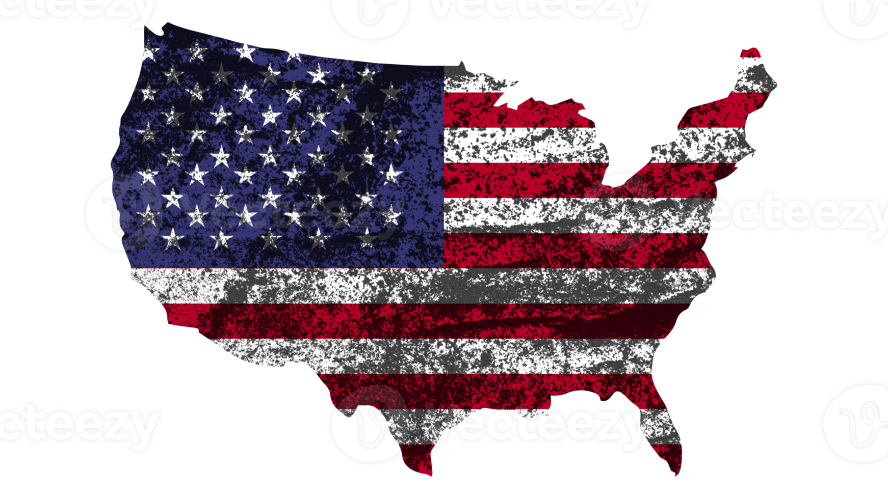 Grunge Textured USA Flag With Map on Transparent Background png