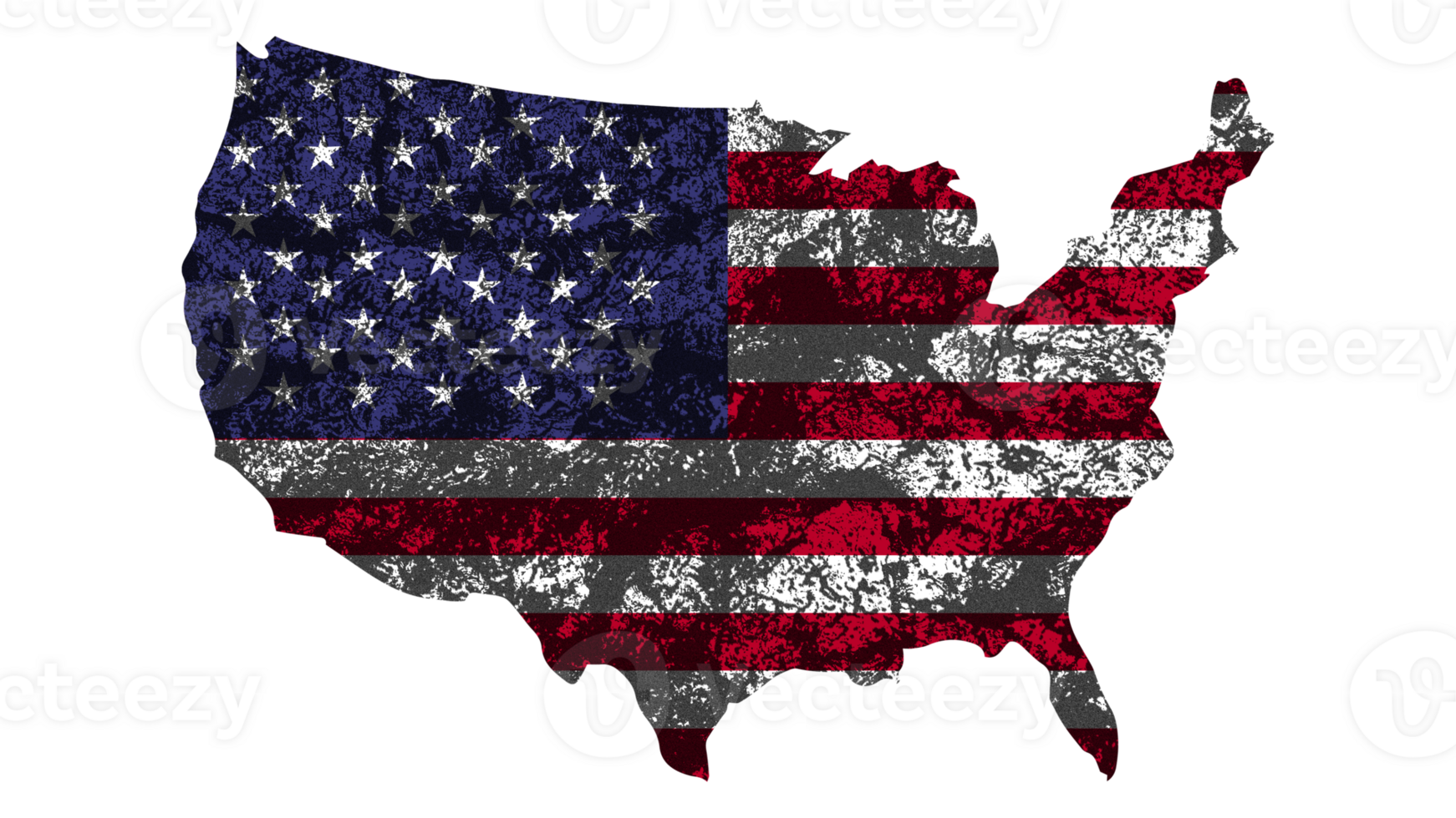 Grunge Textured USA Flag With Map on Transparent Background png