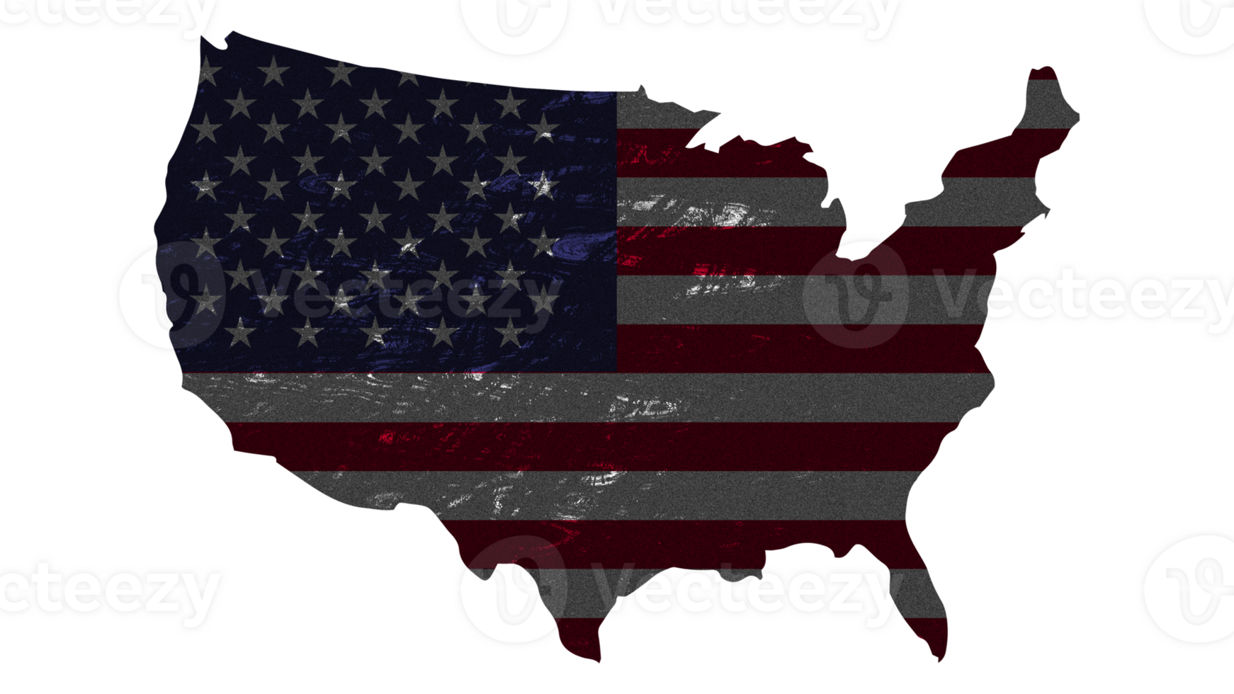 Grunge Textured USA Flag With Map on Transparent Background png
