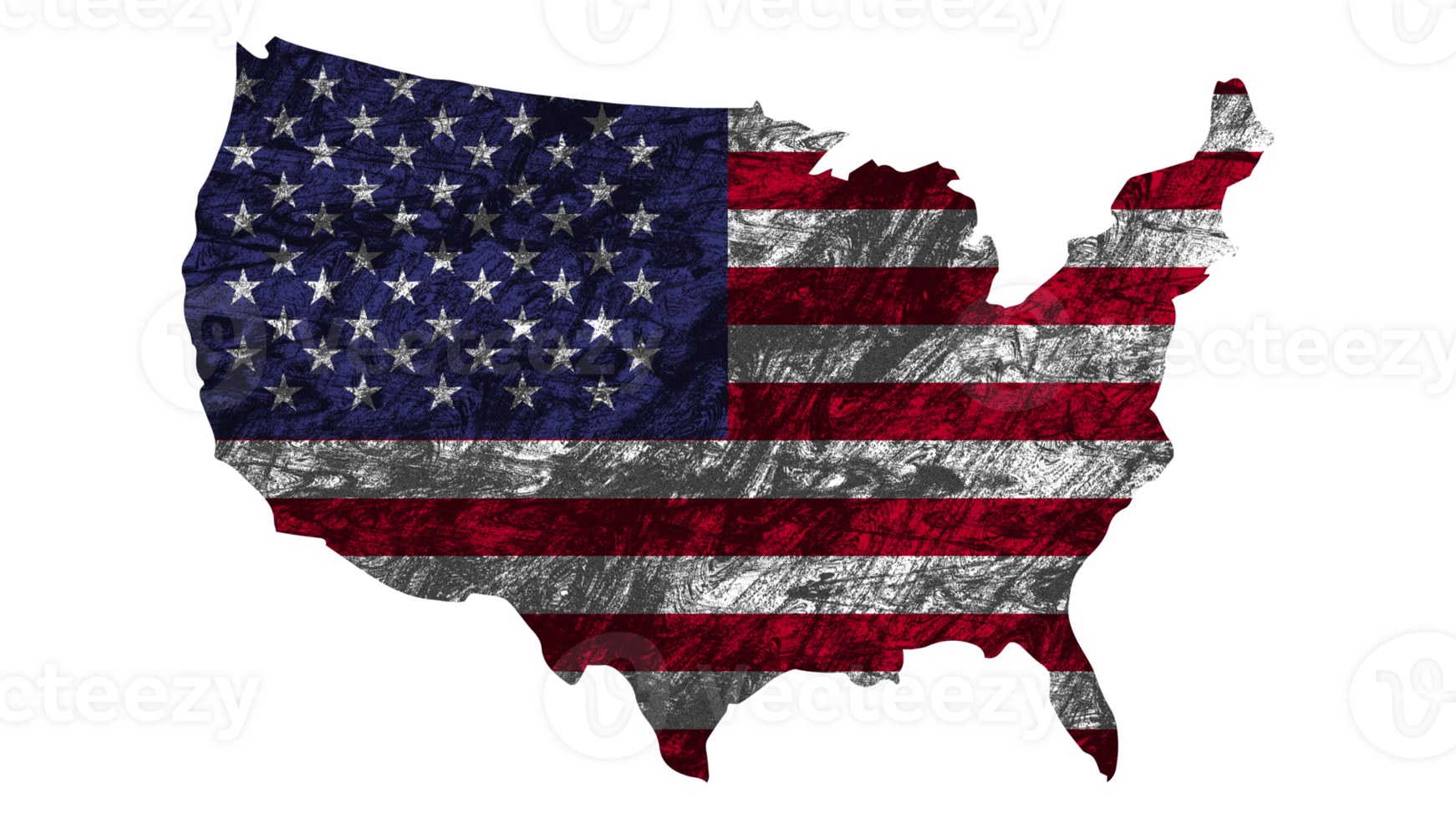 Grunge Textured USA Flag With Map on Transparent Background png