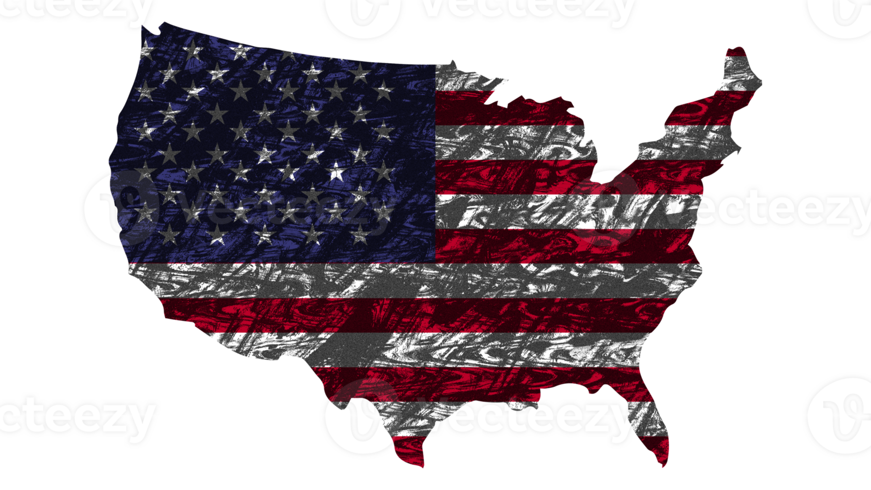 Grunge Textured USA Flag With Map on Transparent Background png