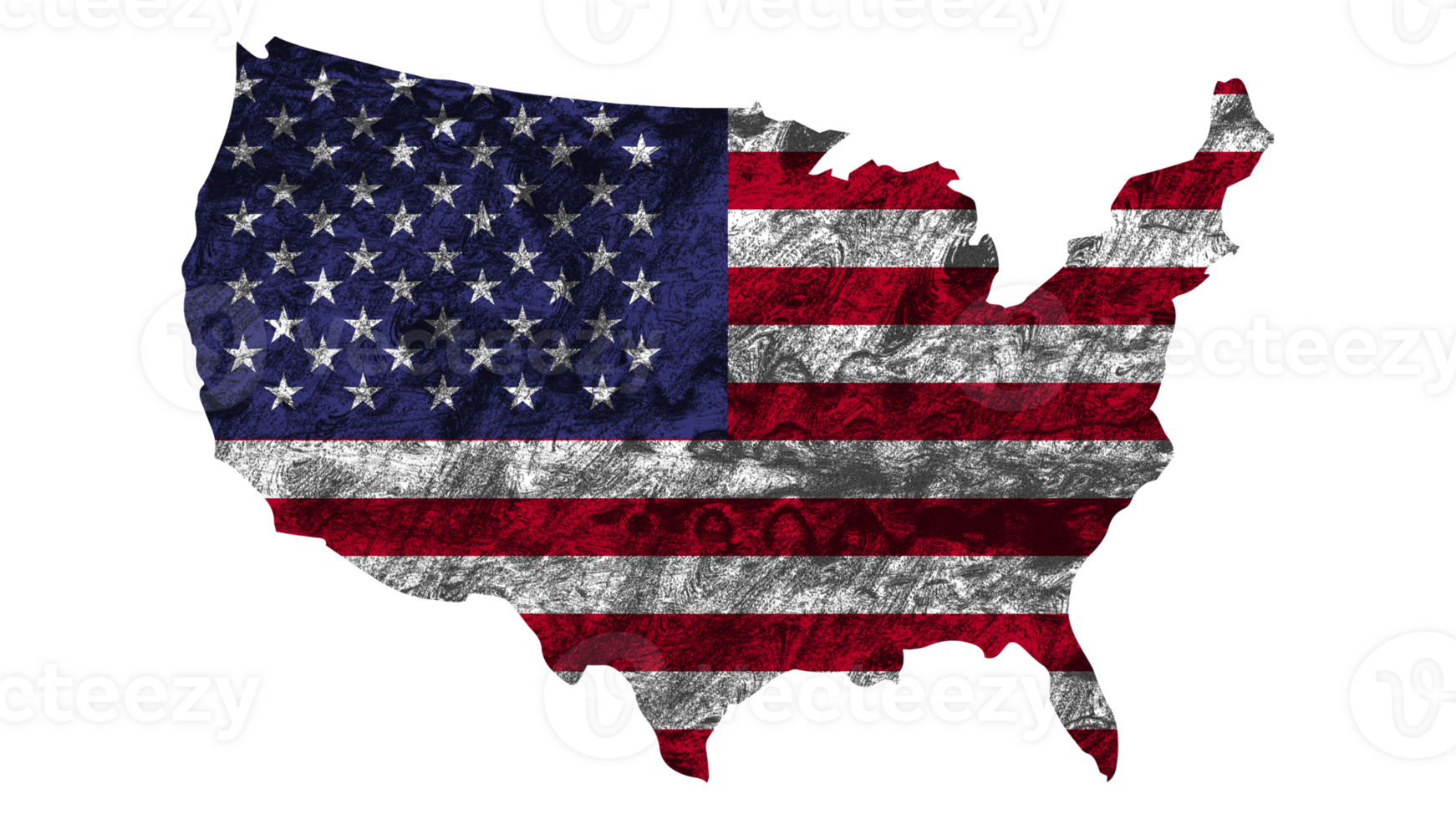 Grunge Textured USA Flag With Map on Transparent Background png