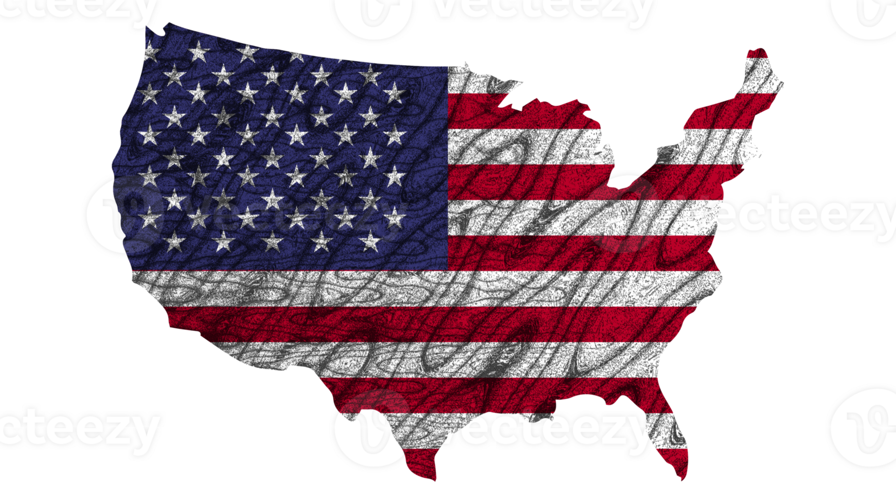 Grunge Textured USA Flag With Map on Transparent Background png