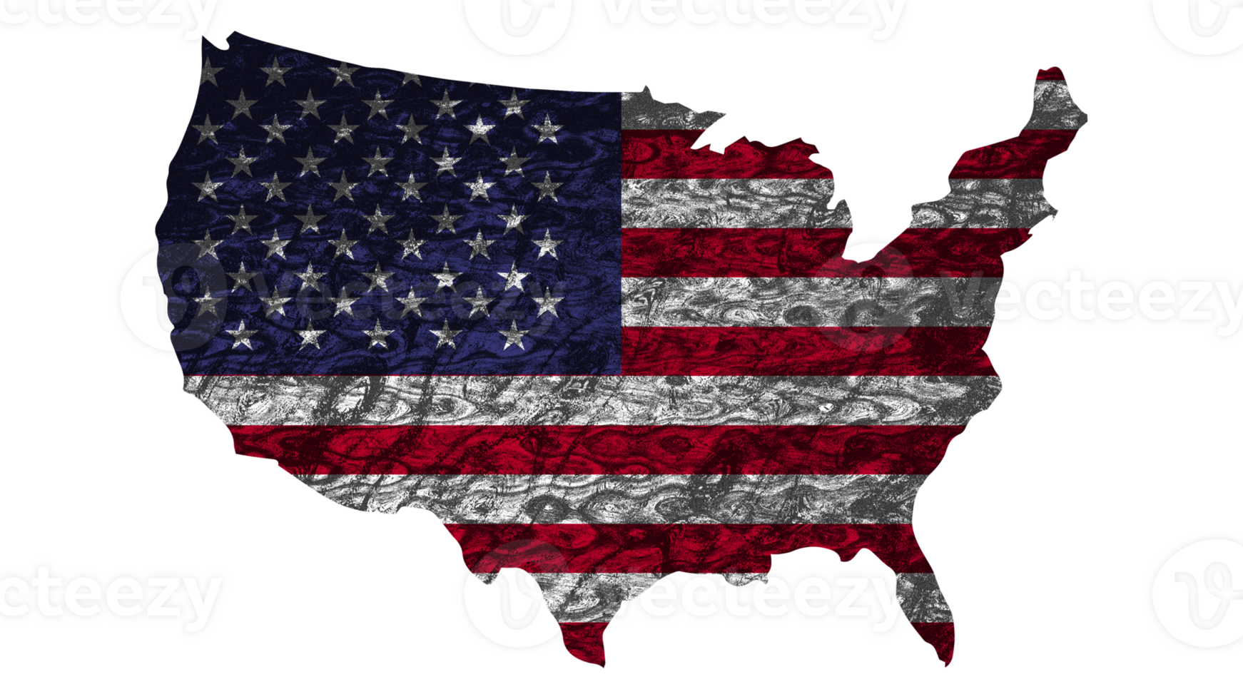 Grunge Textured USA Flag With Map on Transparent Background png
