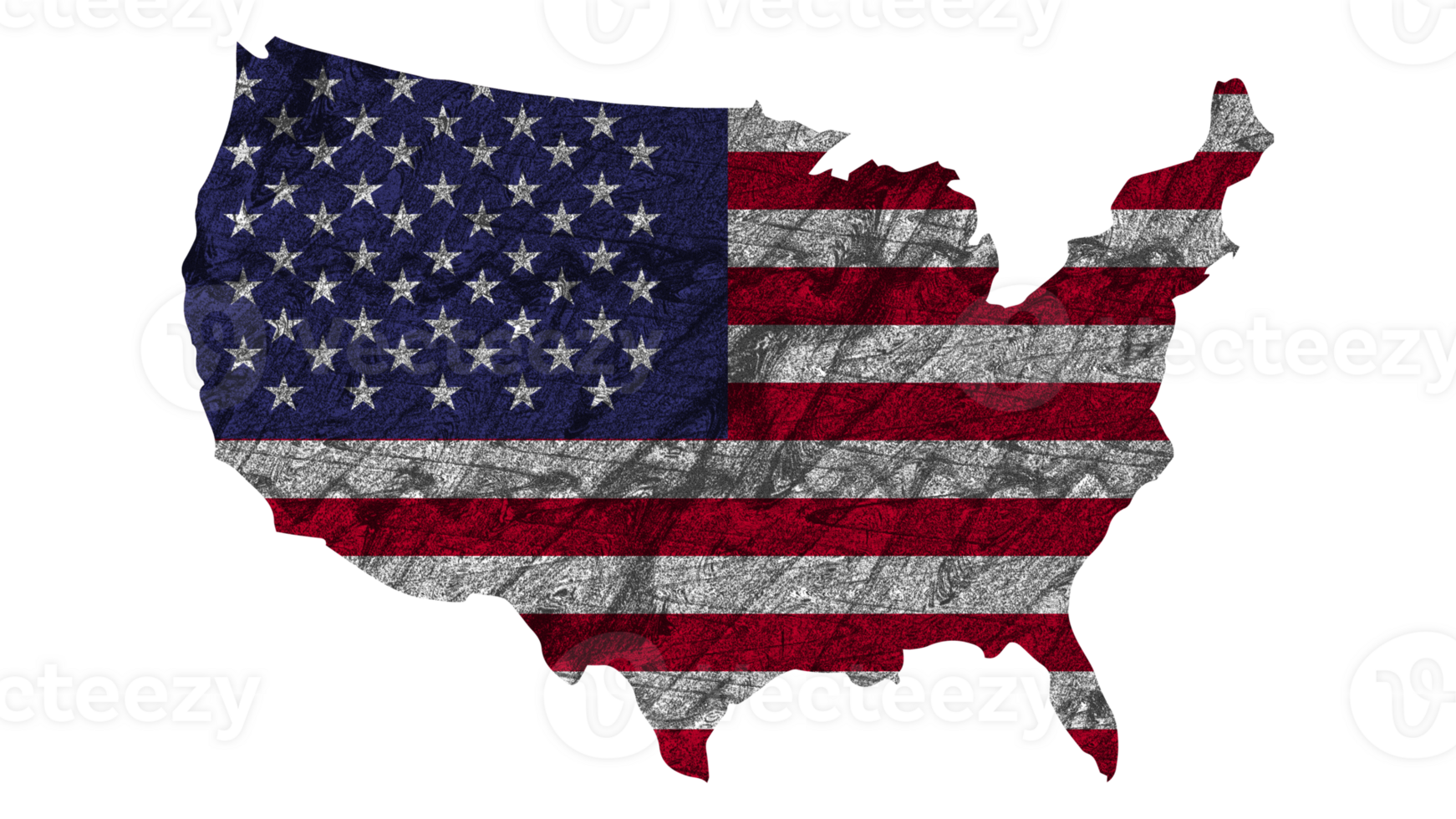 Grunge Textured USA Flag With Map on Transparent Background png