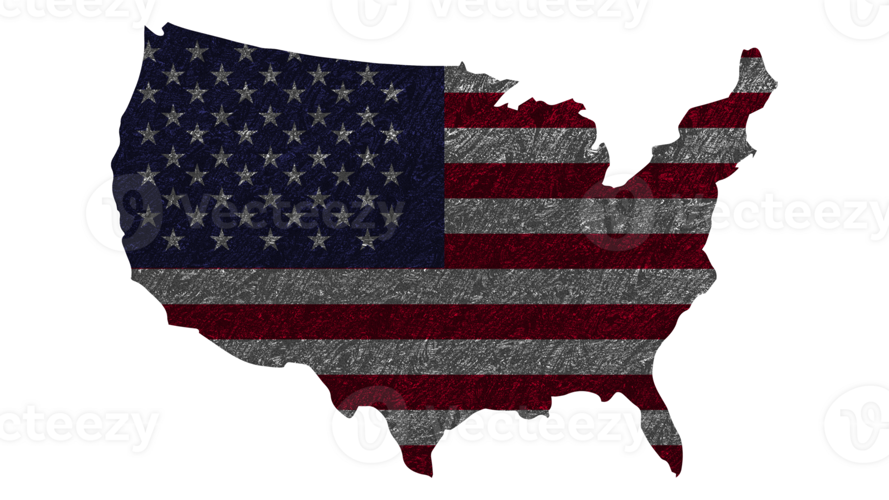 Grunge Textured USA Flag With Map on Transparent Background png