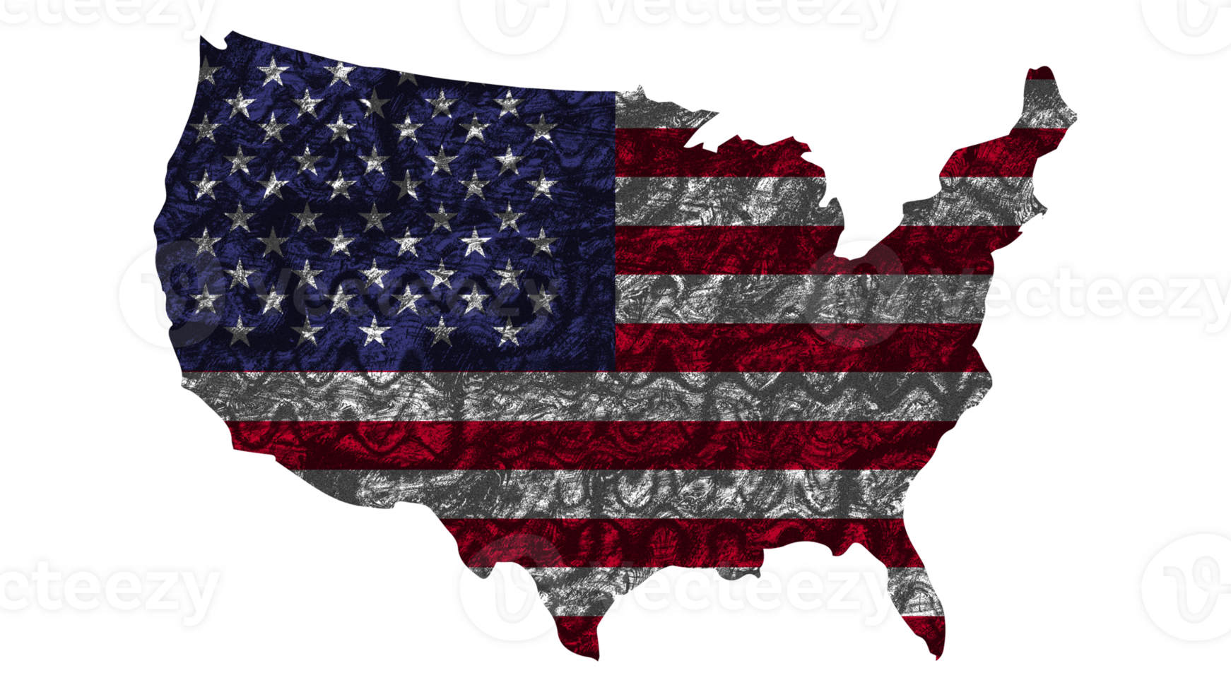 Grunge Textured USA Flag With Map on Transparent Background png