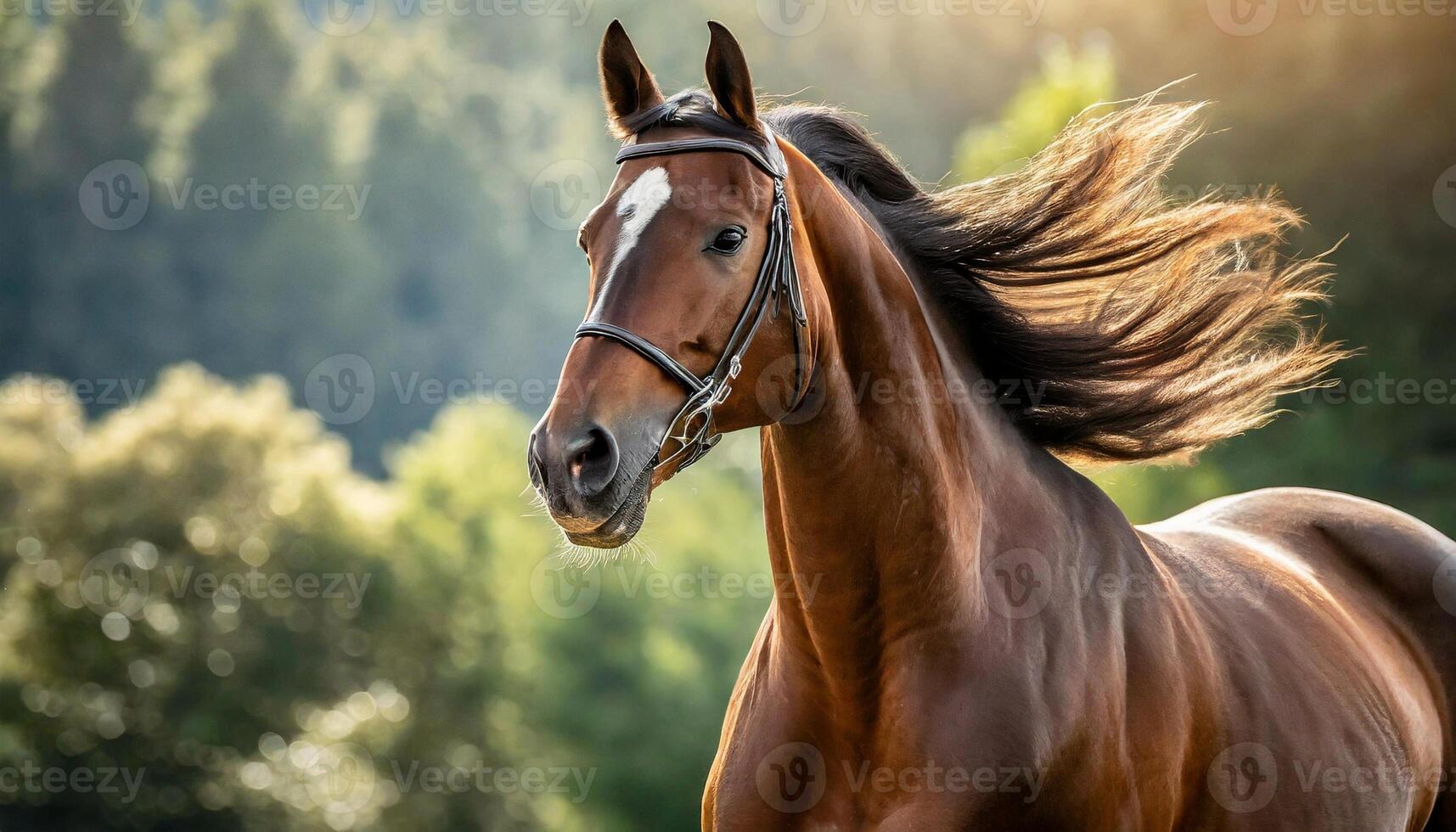 Beauty portrait of brown horse. Domestic animal. photo