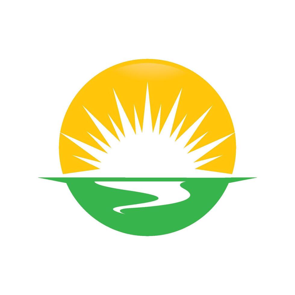 beautiful sea sunset view logo design vector