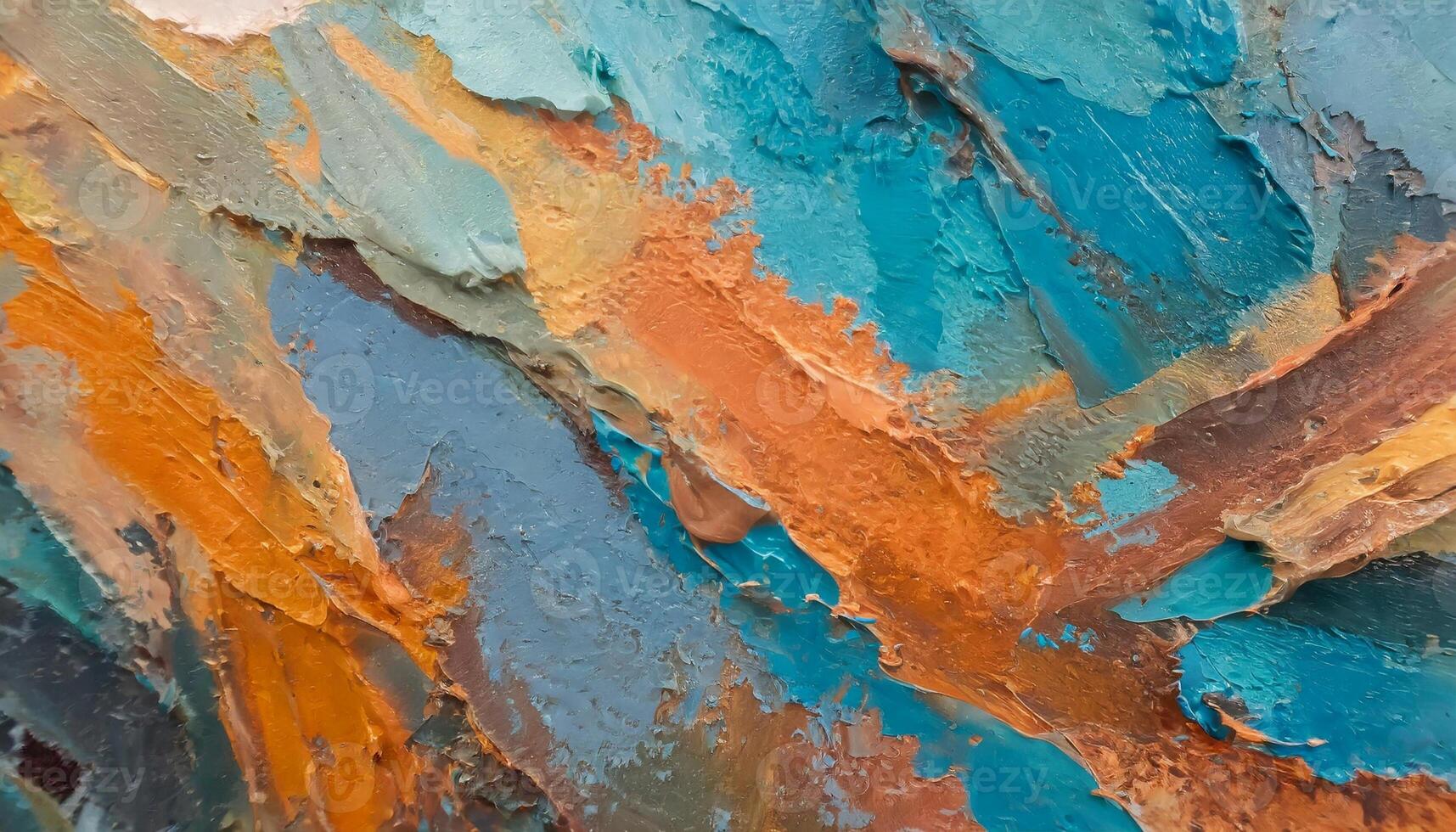 Abstract rough blue-orange painting texture, oil brush stroke. Multicolored art photo