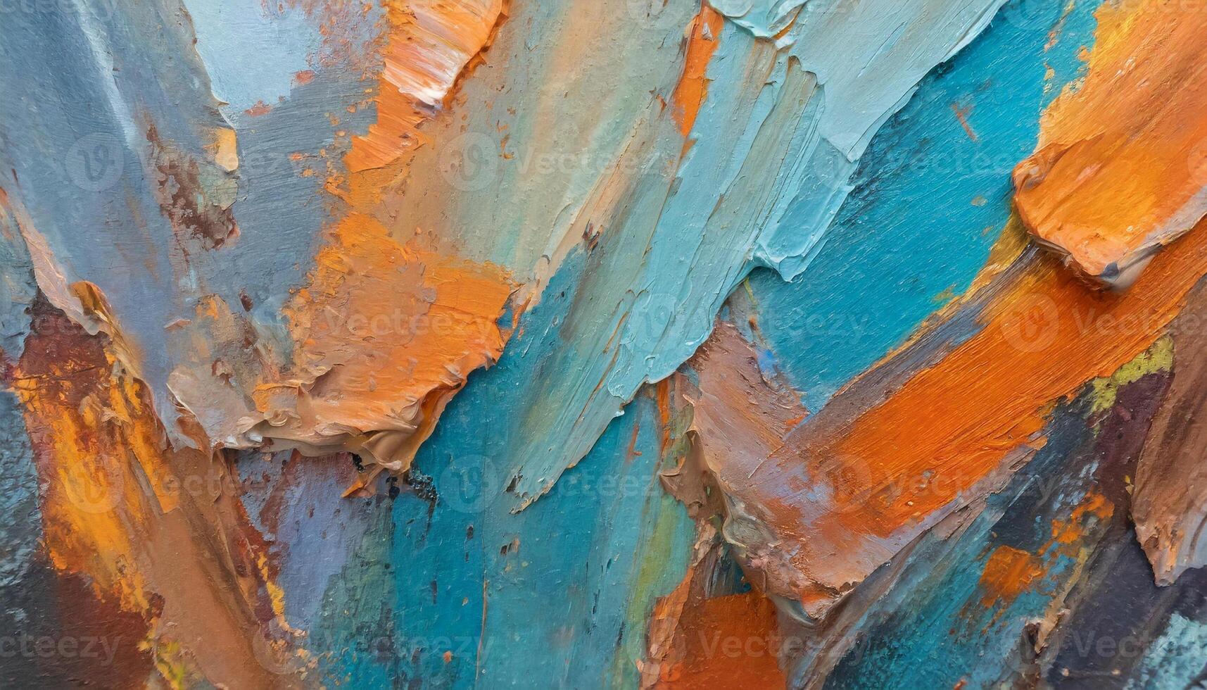 Abstract rough blue-orange painting texture, oil brush stroke. Multicolored art photo