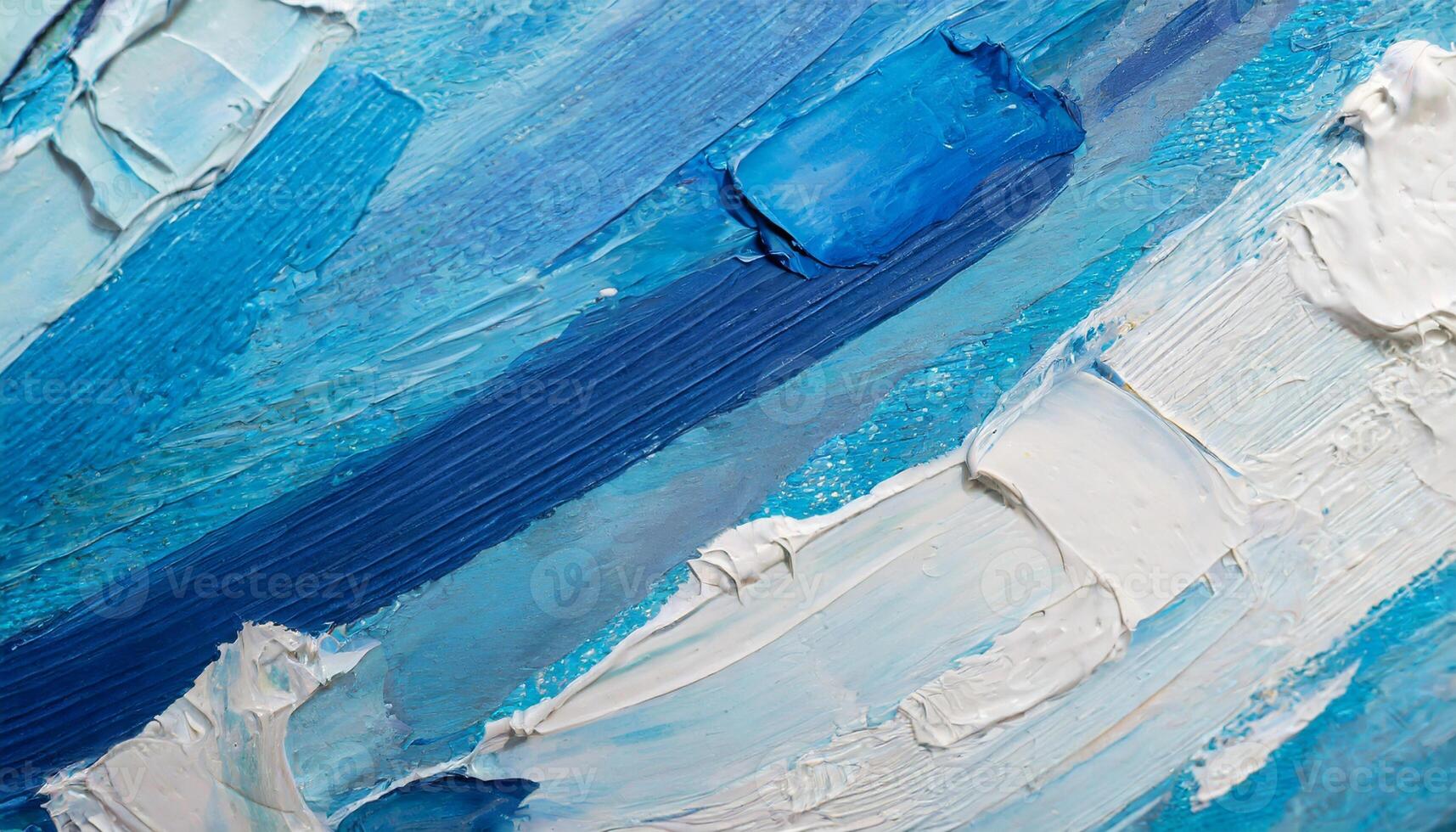 Abstract rough blue-white painting texture, oil brush stroke. Multicolored art photo