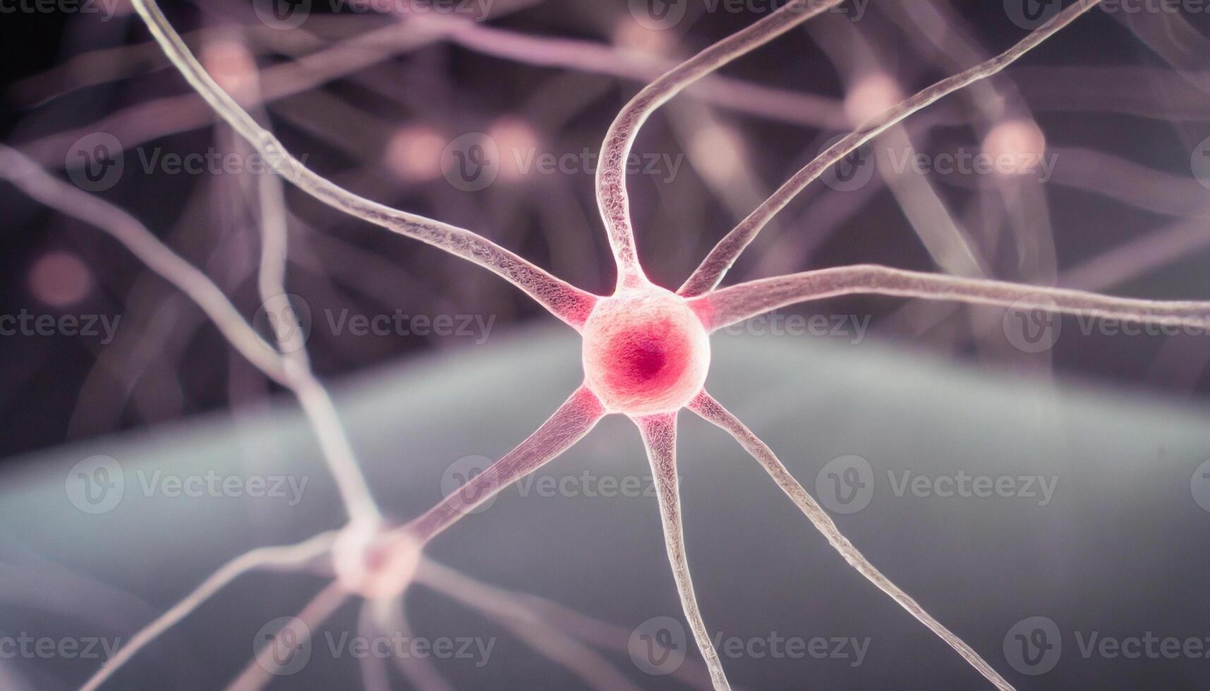 Neuron cells with electrical pulses. Neurons activity. Medical background photo