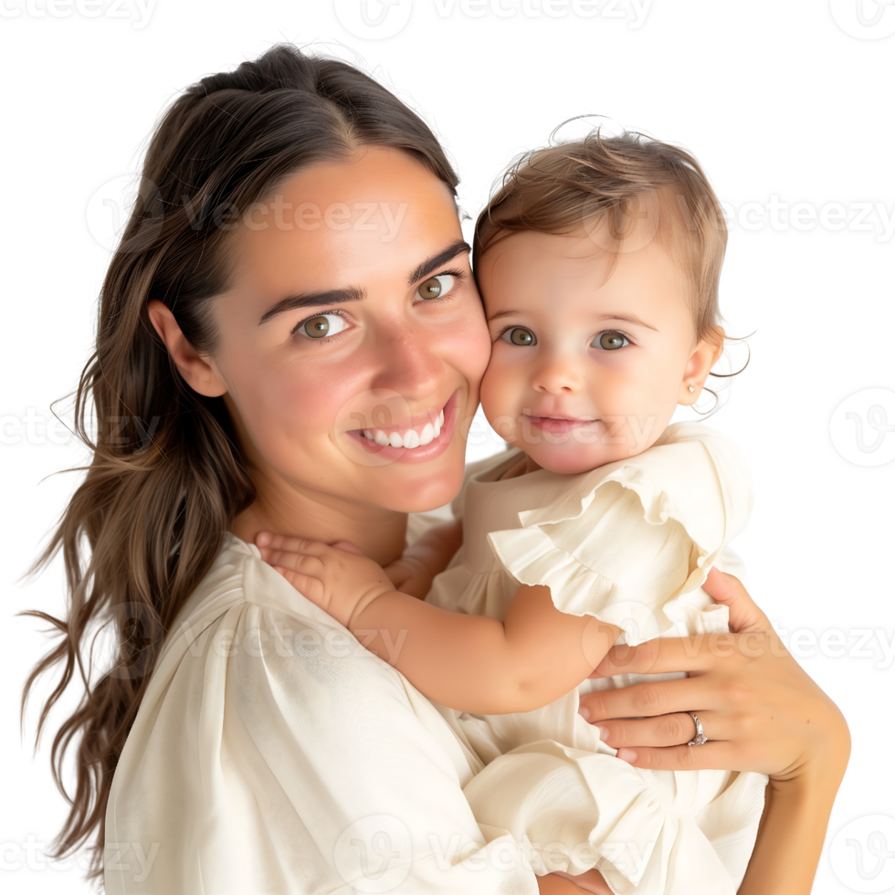 happy mother embracing her baby girl on transparent background png