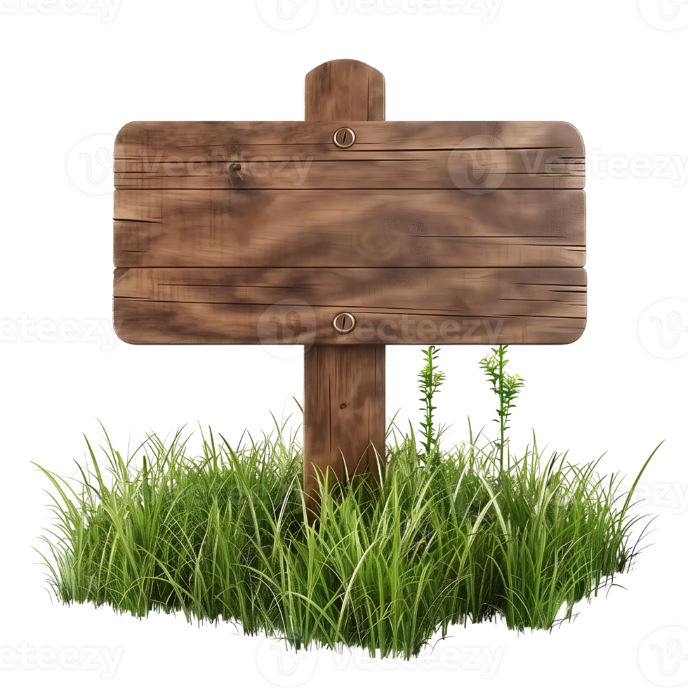 empty wooden billboard on transparent background png