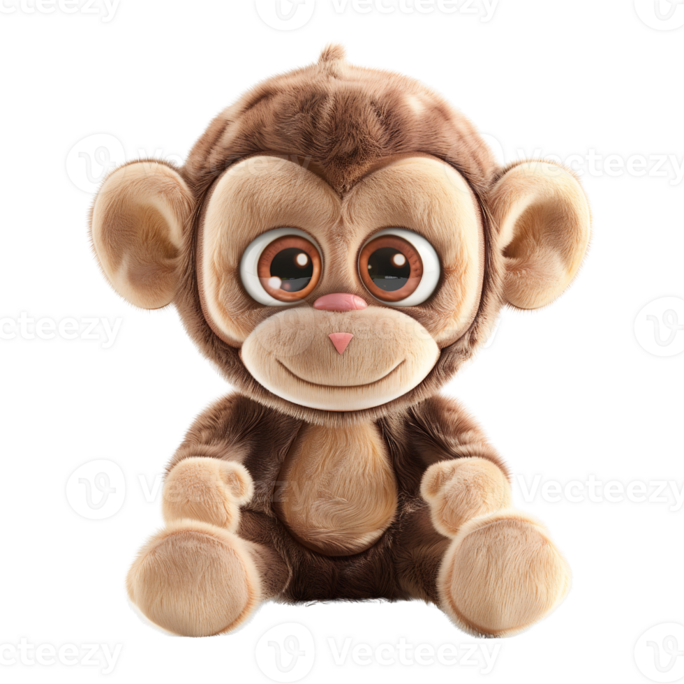 monkey children plush toy on transparent background png