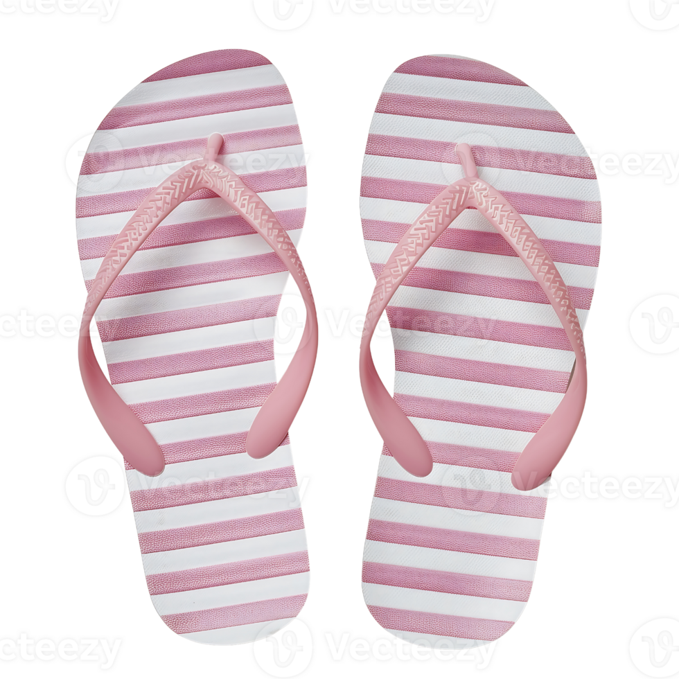 pair of flip-flops with pink striped lines pattern on transparent background png