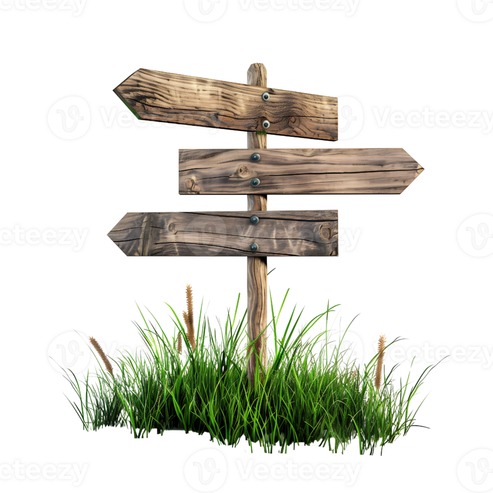 empty wooden signpost on transparent background png