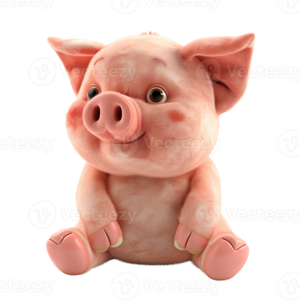 pig children plush toy on transparent background png