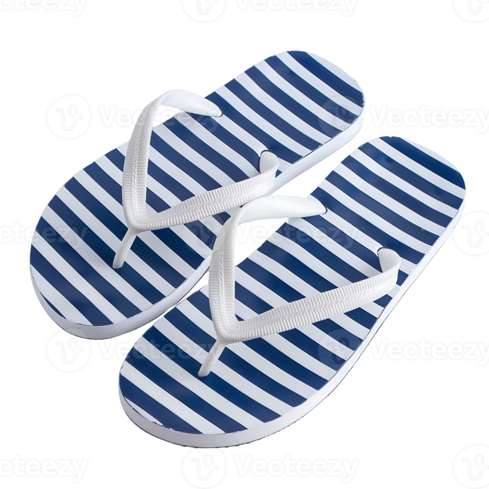 pair of flip-flops with blue striped lines pattern on transparent background png