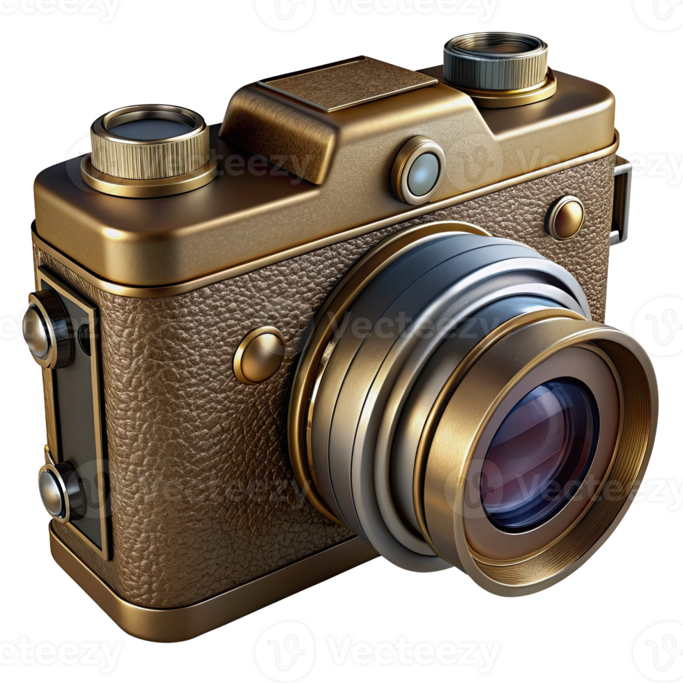 a golden camera with a lens on it png