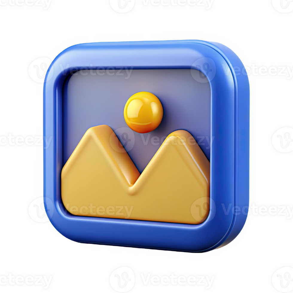 a 3d image of a photo app icon png