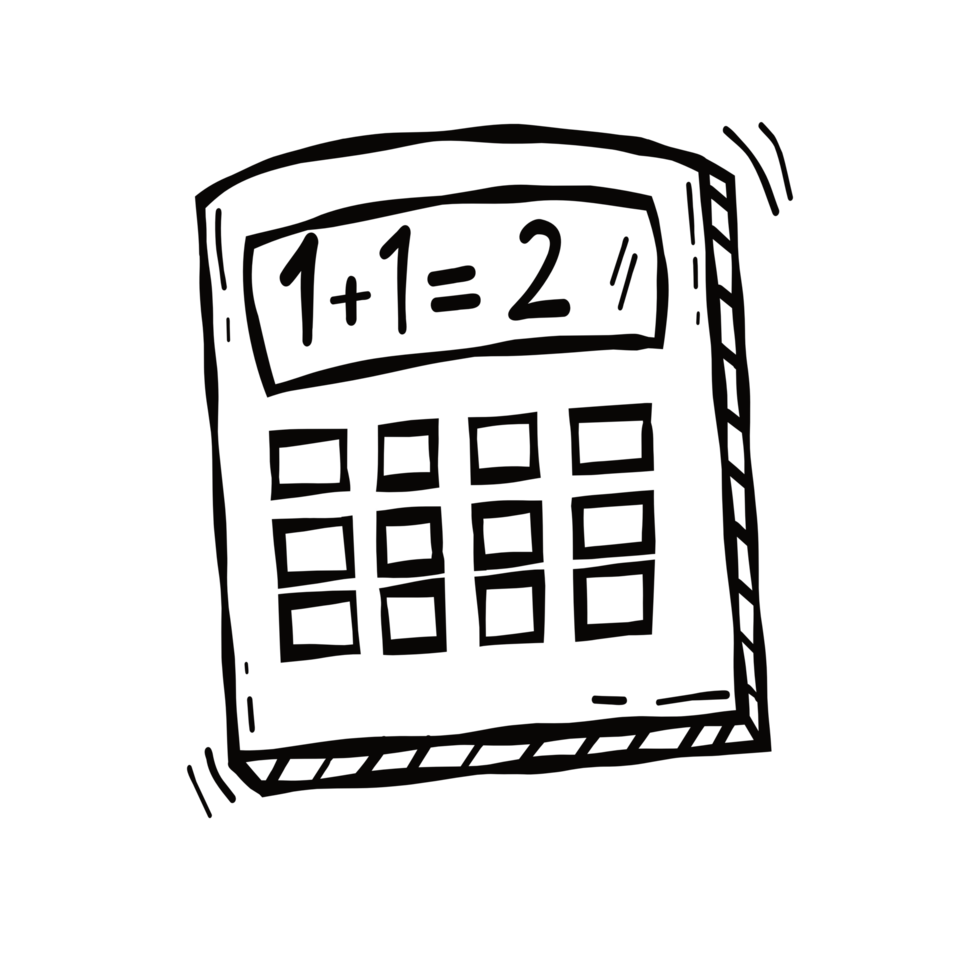 Hand draw doddle calculator transparent png