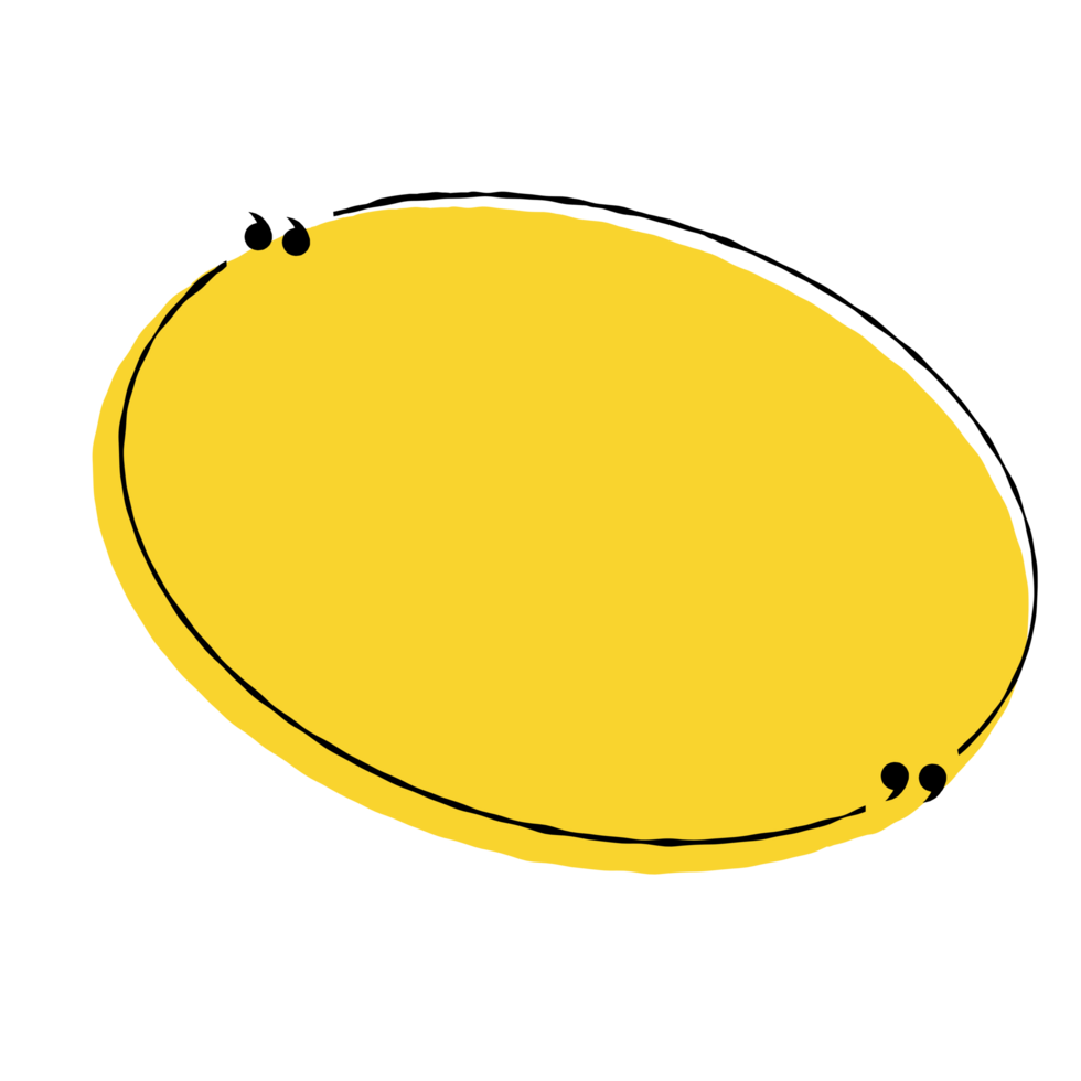 Yellow Circle Speech bubble with commas png