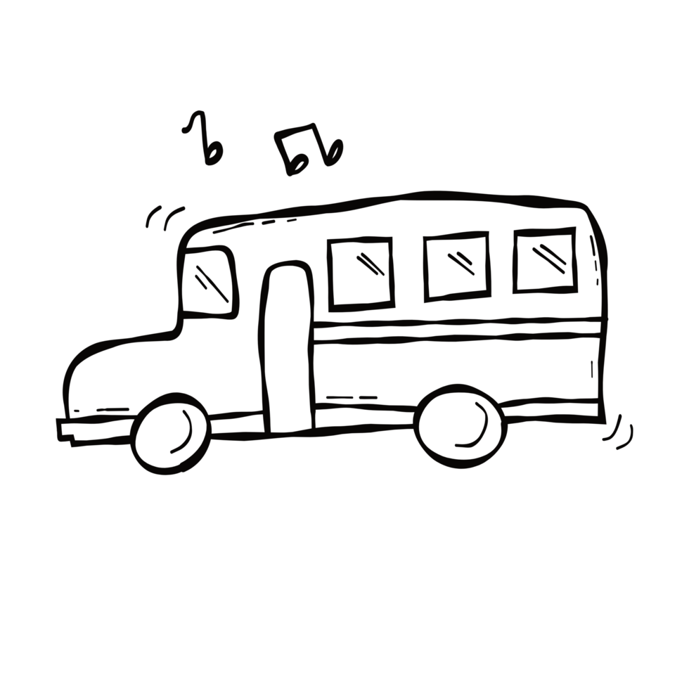 School bus doodle hand draw line work png