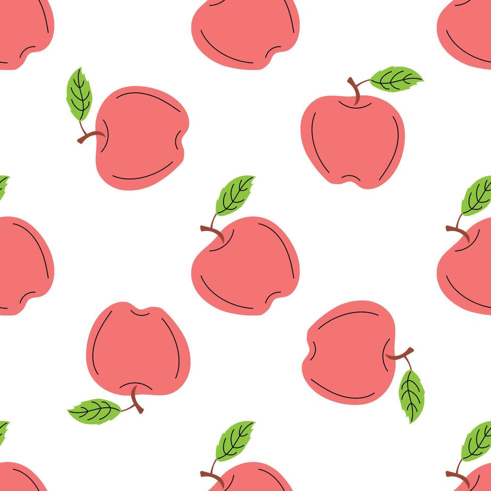 flat style fruit , apple Illustration. Seamless pattern. vector