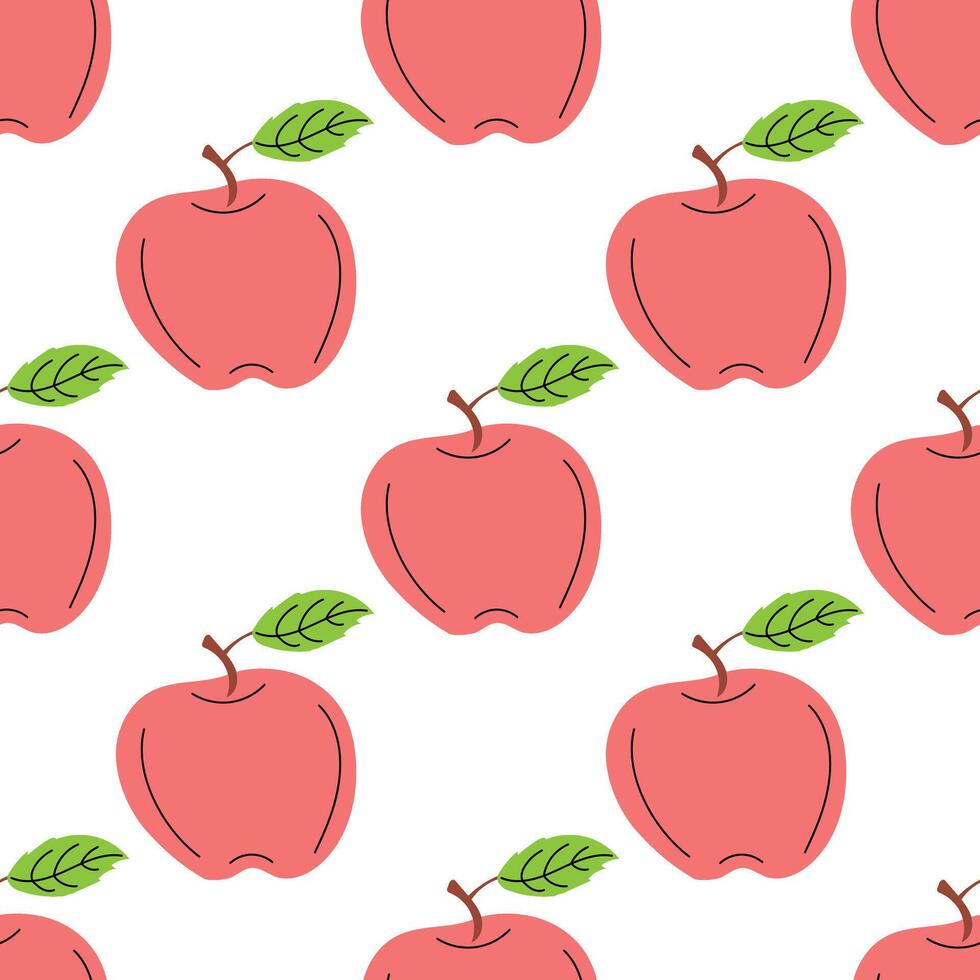 flat style fruit , apple Illustration. Seamless pattern. vector