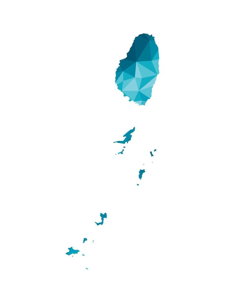 isolated illustration icon with simplified blue silhouette of Saint Vincent and the Grenadines map. Polygonal geometric style, triangular shapes. White background. vector