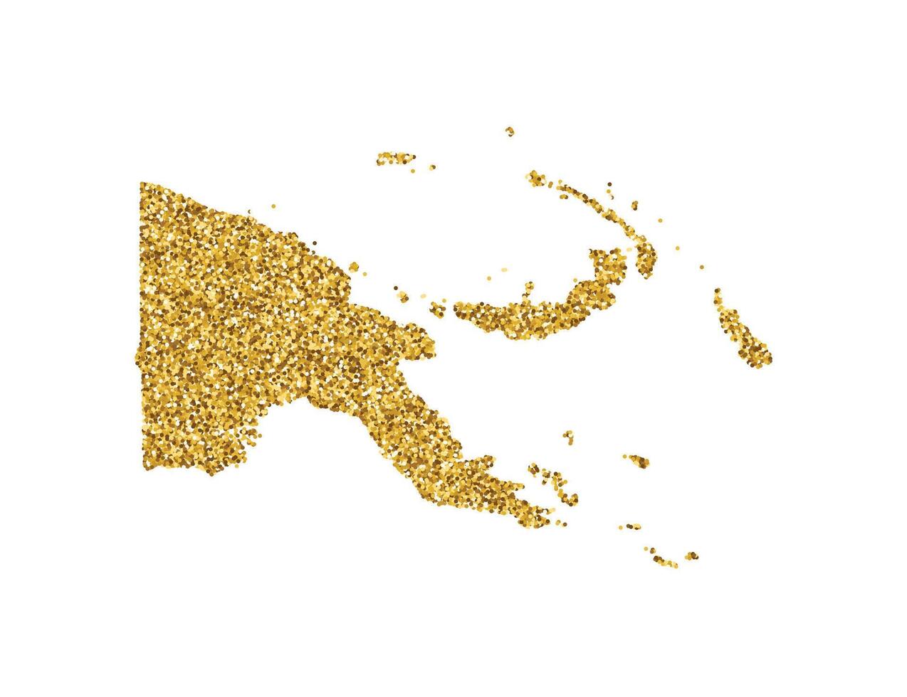 isolated illustration with simplified Papua New Guinea map. Decorated by shiny gold glitter texture. New Year and Christmas holidays decoration for greeting card. vector