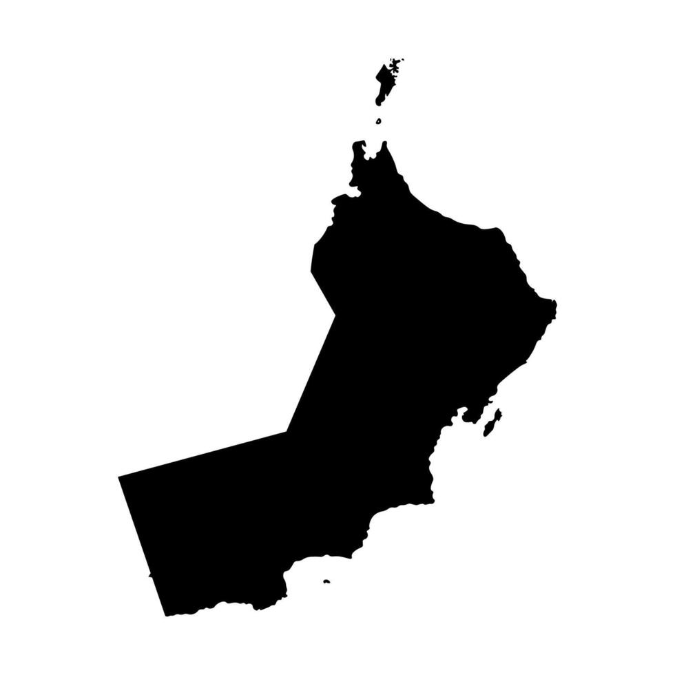 isolated simplified illustration icon with black silhouette of Oman map. White background vector