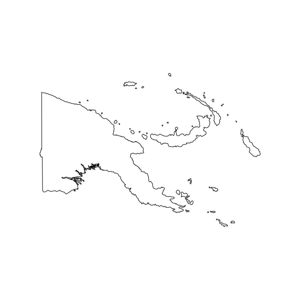 isolated simplified illustration icon with black line silhouette of Papua New Guinea map. White background vector